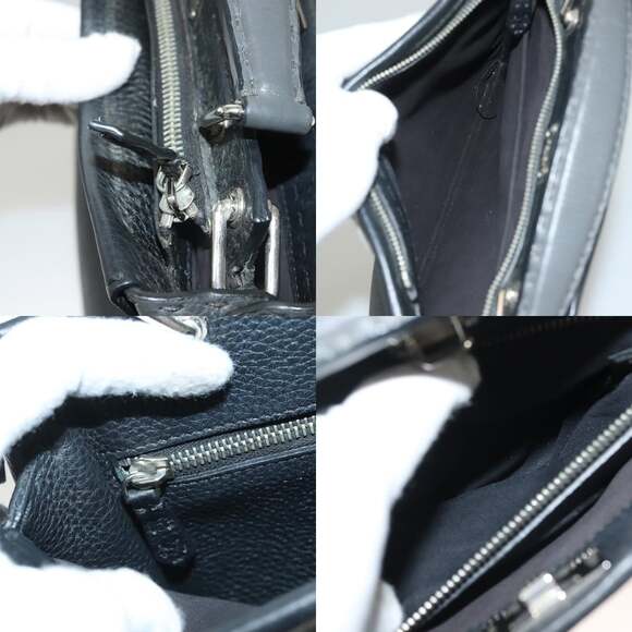 FENDI Celeria Hand Bag Leather Black Silver - Picture 12 of 13